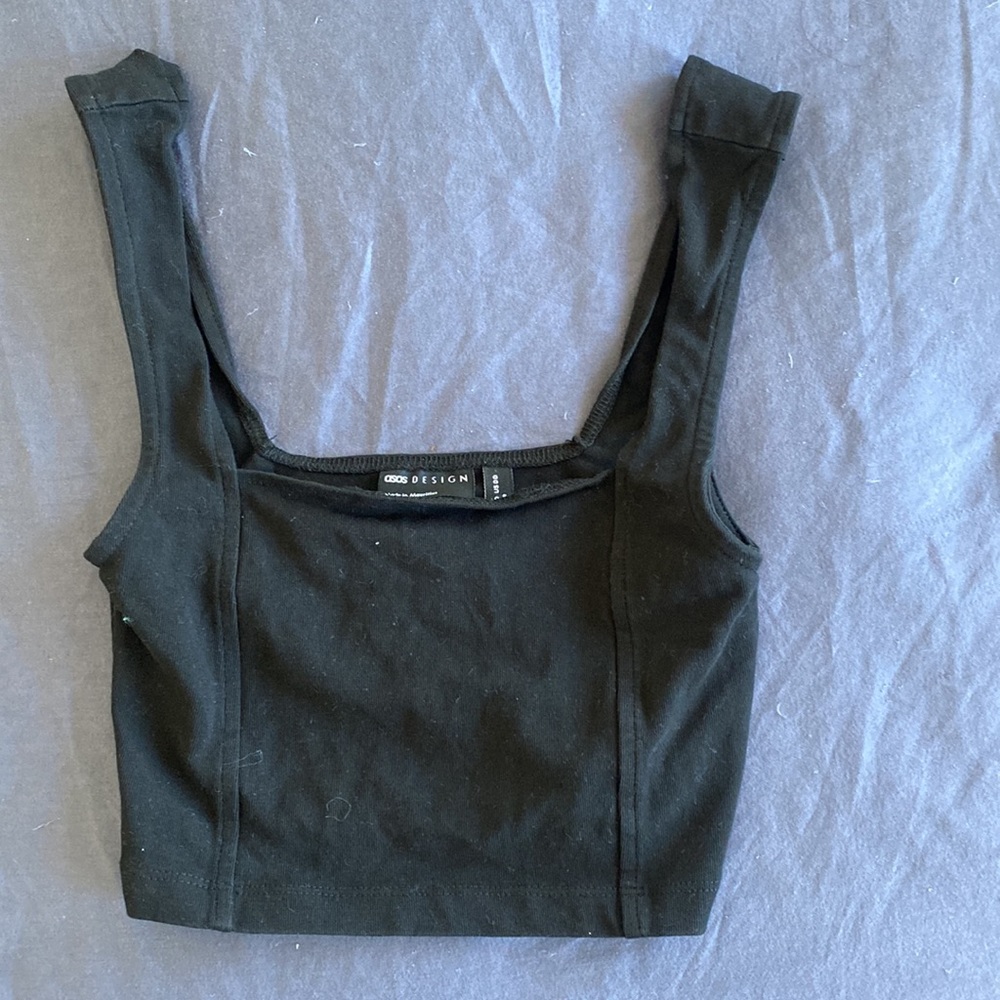 ASOS black cotton crop top (sz 00 Petite)